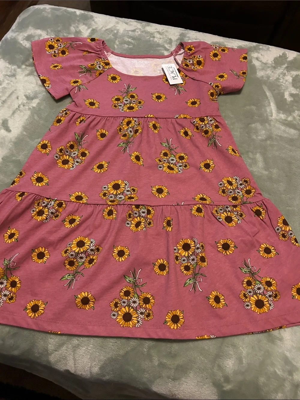 The Children's Place Rose Pink Sunflower Tiered Dress